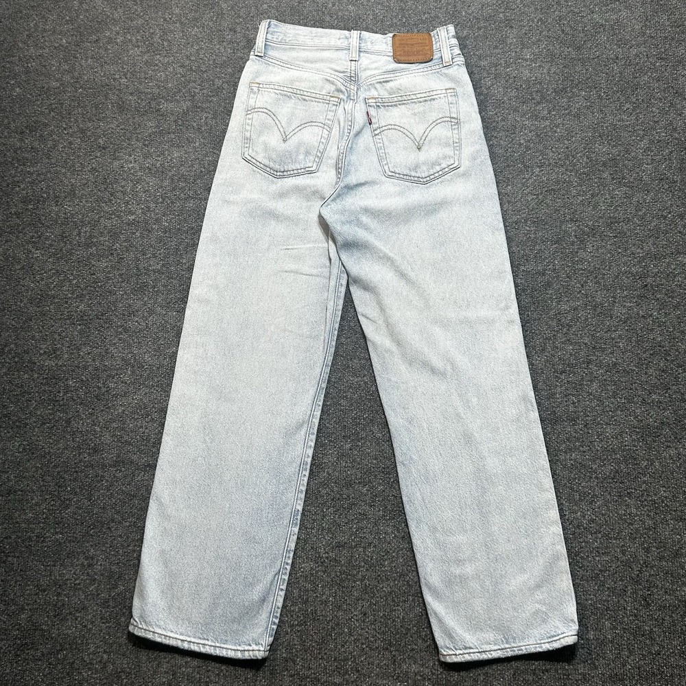 Levi's Premium Ribcage Straight Ankle Jeans 25x27 Light Wash Button Fly - Picture 2 of 10